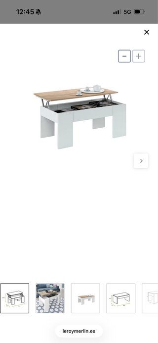 Mesita abatible madera y blanco