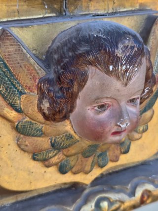 Marco antiguo madera policromada siglo XVIII