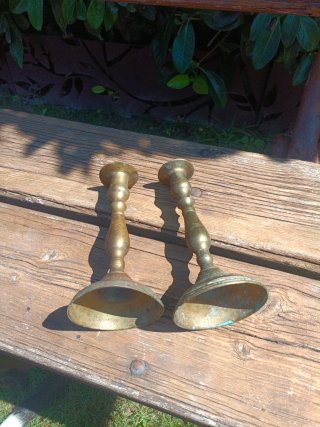 2 Candelabros Antiguos Latón
