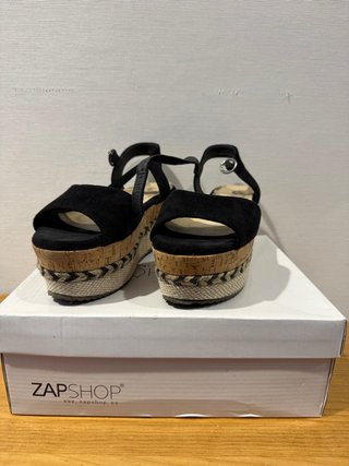Sandalias ZAP SHOP cuña esparto negras