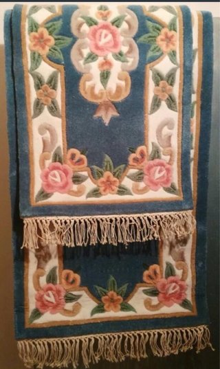 3 alfombras de tela con diseño floral