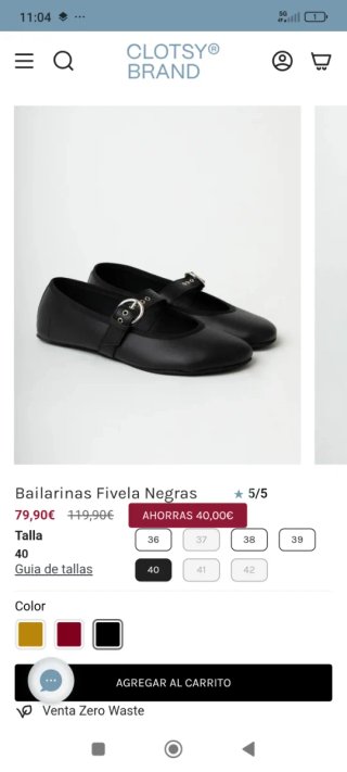 Bailarinas barefoot Clotsy Fivela Talla 40
