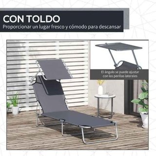 Tumbona de jardín Plegable con Toldo