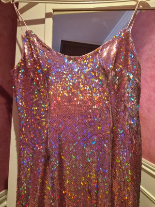 Vestido lentejuelas rosa tirantes aidan mattox S