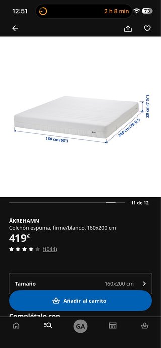 Colchón IKEA AKREHAMN 160x200cm