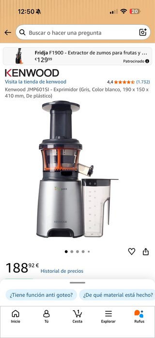 Exprimidor Kenwood PureJuice JMP601SI