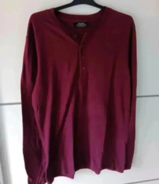 Camiseta Henley Hombre Manga Larga M