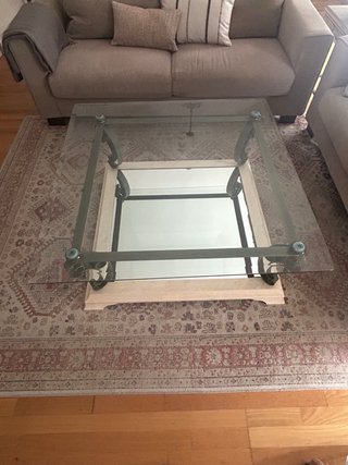 Mesa de centro cristal y metal