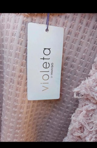 Chaqueta rosa peluda Violeta by Mango Talla 46