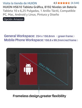 HUION HS610 Tableta Gráfica 10x6.25