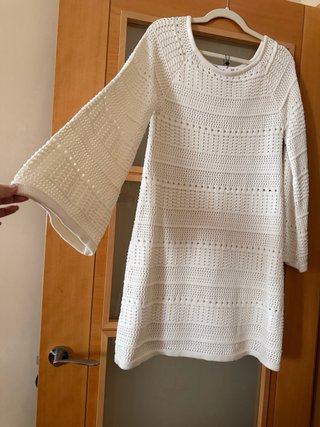 Vestido Zara Crochet Blanco Talla L