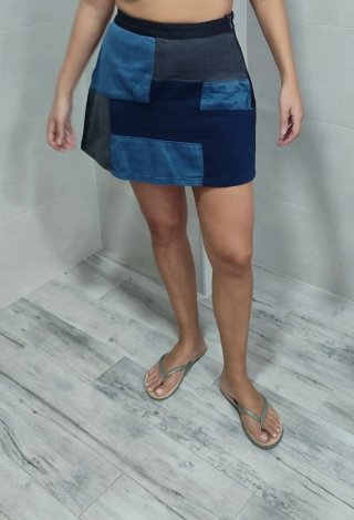 Falda vaquera patchwork