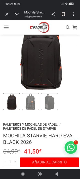 Mochila Star Vie 2026 Negra Naranja, con precinto