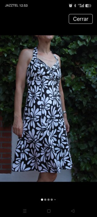 Vestido estampado floral blanco y negro