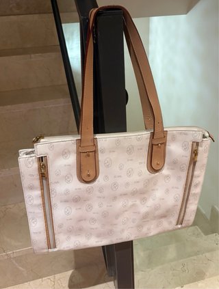 Bolso de hombro El Potro Beige/Blanco