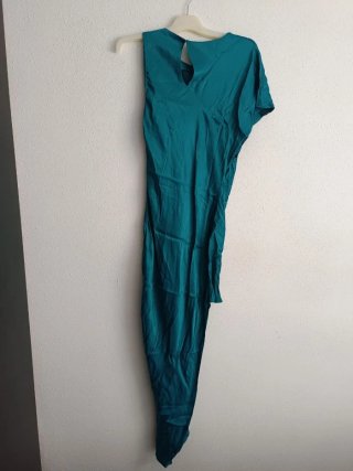 Vestido midi Zara asimétrico satinado L