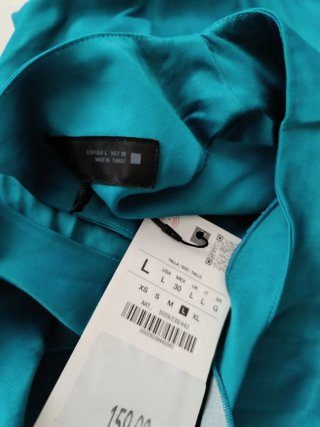 Vestido midi Zara asimétrico satinado L
