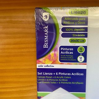 Set Lienzo + 6 Pinturas Acrílicas Bismark