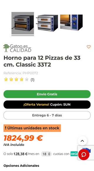 Horno Pizza Doble Profesional XTS