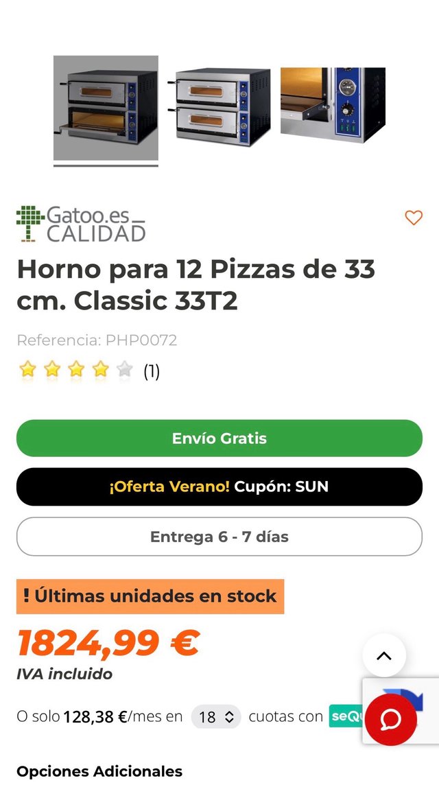 Horno Pizza Doble Profesional XTS
