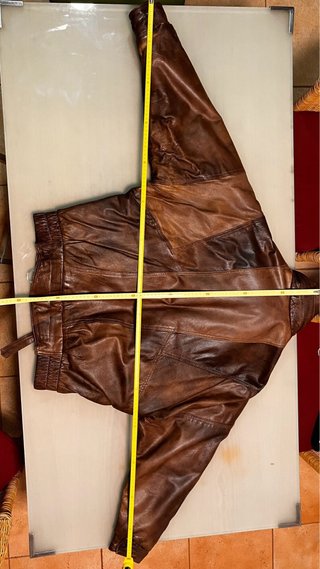 Cazadora de piel, en Cuero Marrón Estilo Aviador