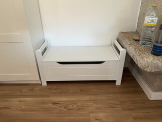 Banco baúl almacenaje blanco madera