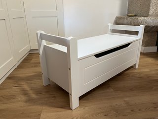 Banco baúl almacenaje blanco madera