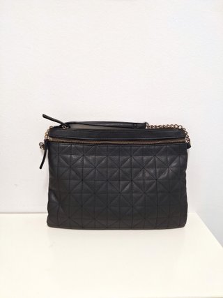 Bolso Bandolera Negro Acolchado Geométrico