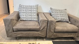 2 Sillones Marrones Tela/Ante