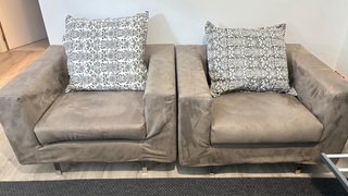2 Sillones Marrones Tela/Ante