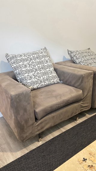 2 Sillones Marrones Tela/Ante