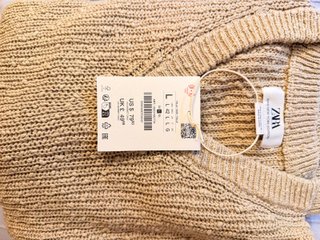Jersey de punto V-Neck Algodón Lino Beige