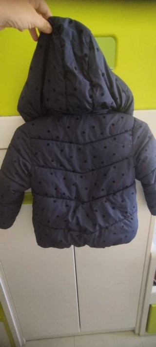 Abrigo niña 4-5 años azul con topos