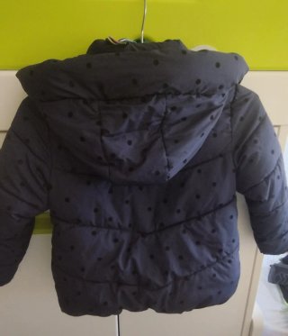 Abrigo niña 4-5 años azul con topos