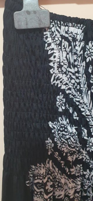 Vestido palabra de honor negro y blanco Talla L