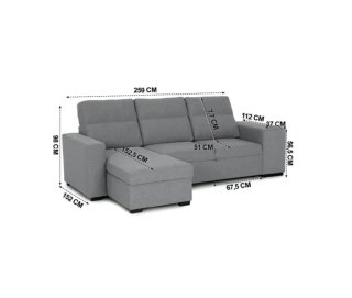 Sofá Chaise Longue Harrison Gris