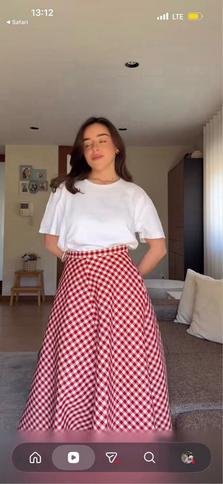 Falda capa cuadros vichy Zara