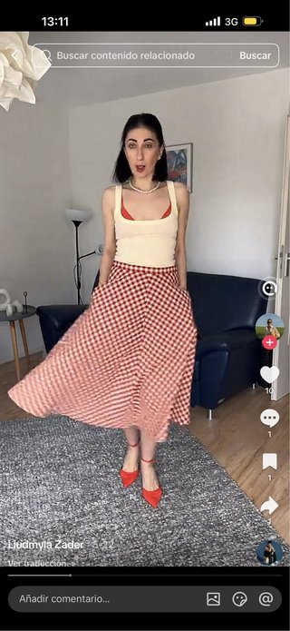 Falda capa cuadros vichy Zara