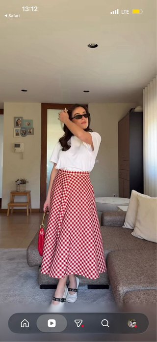 Falda capa cuadros vichy Zara