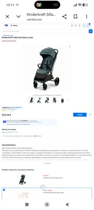 Silla de paseo Kinderkraft Loom Negra