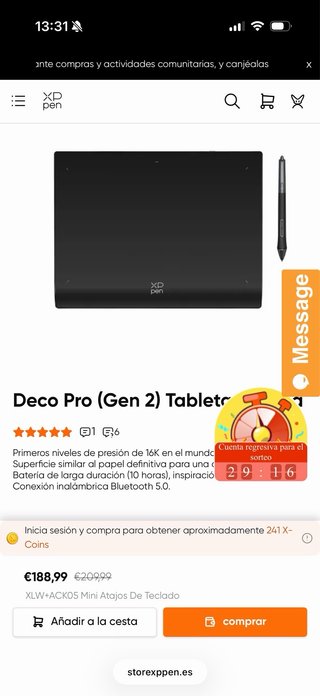 XP-Pen Deco Pro MW Gen 2 Tableta Diseño grafico