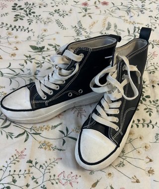 Zapatillas estilo converse Negras Plataforma