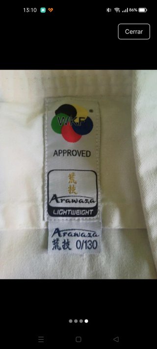 Kimono Karate Arawaza Blanco Talla 0/130