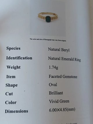 Anillo  Esmeralda Colombiana GRC