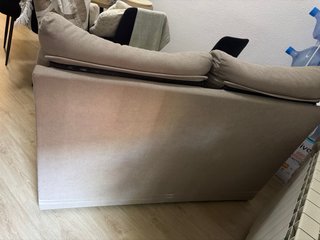 Sofá de 2 plazas tela beige y blanco
