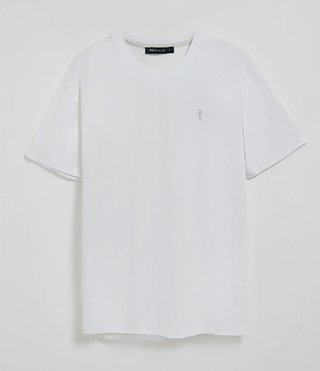 Camiseta Polo Club blanca cuello pico