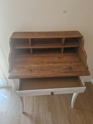 Escritorio bureau madera blanco y marrón
