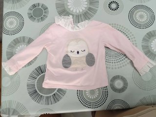 Blusa Bebé Manga Larga Rosa con Búho