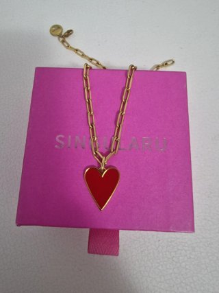 Collar Corazón Rojo Baño Oro Singularu