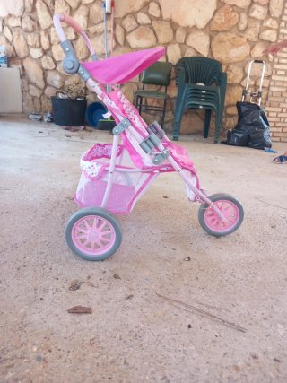 Carrito de muñecas gemelar rosa